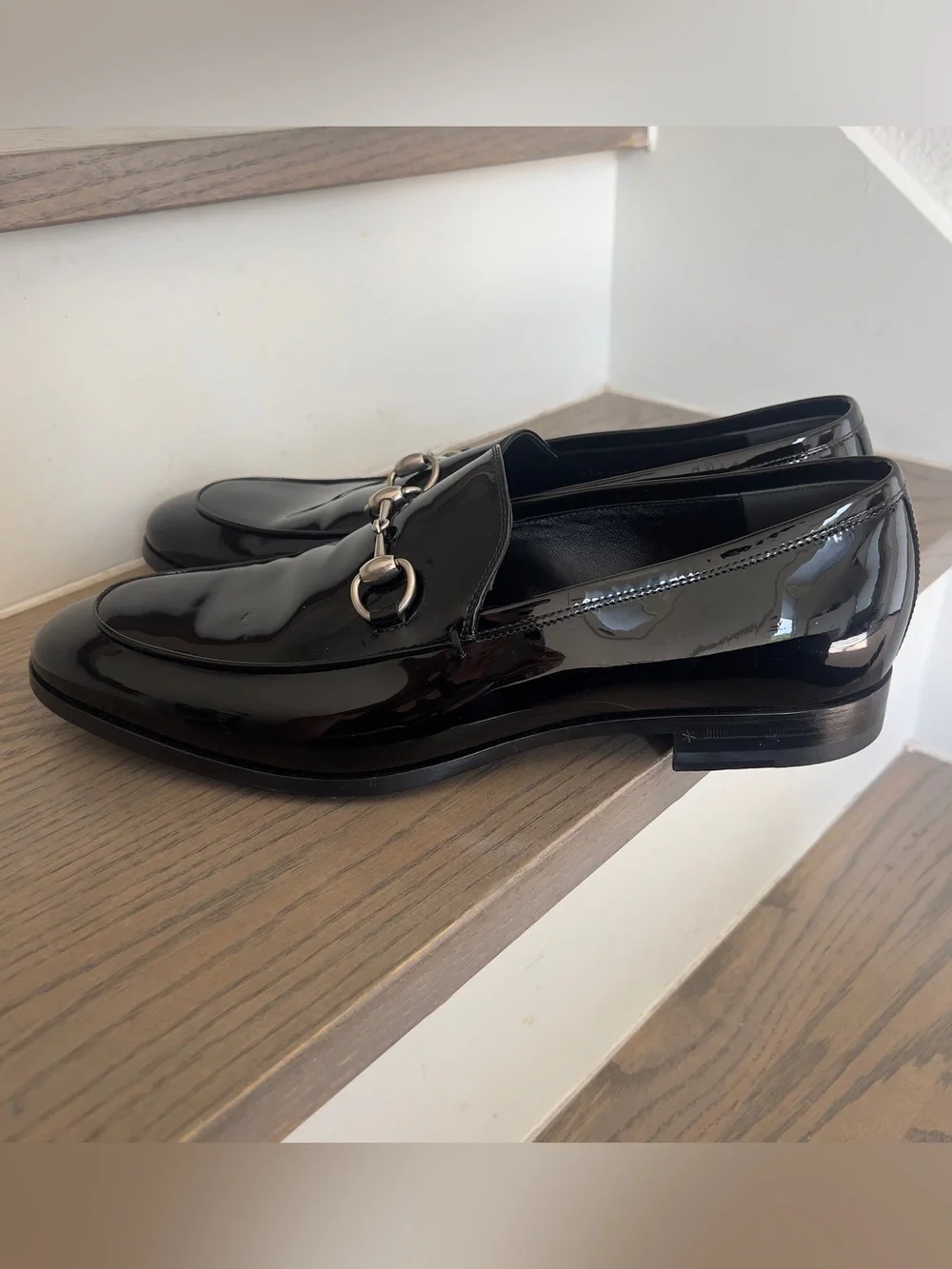 Gucci Men's Next Patent Leather Bit Loafers in Black NWOB